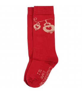 Red socks for girl with bells