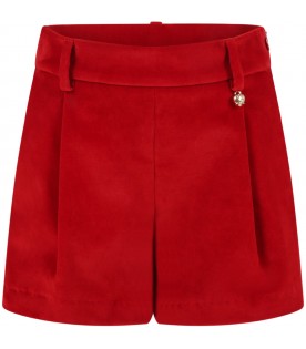Red short for girl with bell