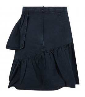 Blue skirt for girl with patch logo