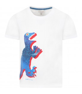 T-shirt bianca per bambino con dinosauro