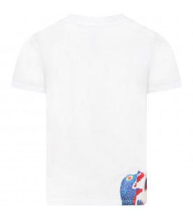 T-shirt bianca per bambino con dinosauro