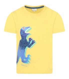 T-shirt gialla per bambino con dinosauro