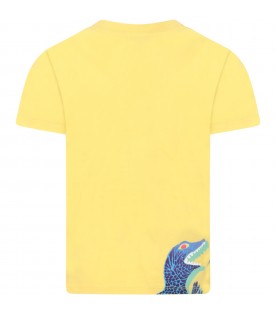 T-shirt gialla per bambino con dinosauro