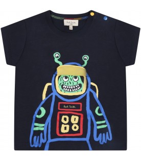 Blue t-shirt for baby boy with robot