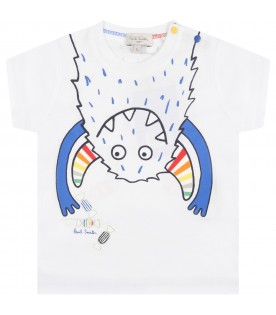 White t-shirt for baby boy with monster