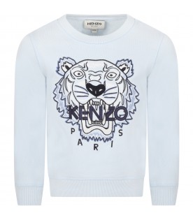 Light-blue sweatshirt fo for kids with iconic tiger and blue logo