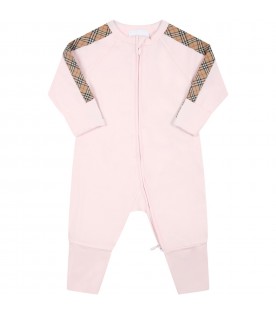 Pink set for baby girl with iconic check vintage