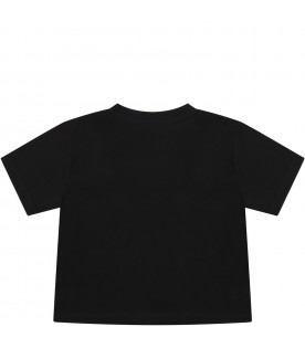 Black T-shirt for babykids with beige logo