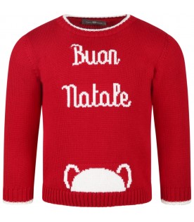 Red sweater for kids with writing