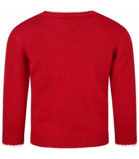 Red sweater for kids with writing