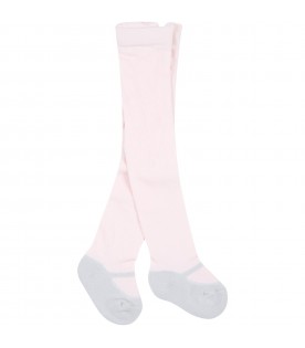 Pink tights for baby girl with grey ballet flats