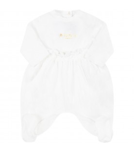 White set for baby girl with golden logo