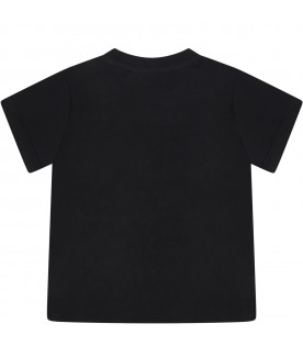 Black T-shirt for babykids with double golden logo