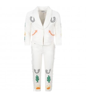 White jacket for kids with emroidered design