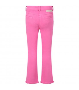 Fuchsia jeans for girl with patch logo