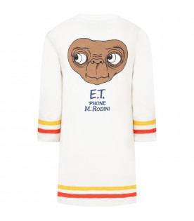 Ivory dress for girl with E.T. and logo