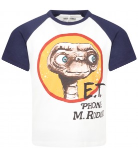 White T-shirt for kids with E.T. and logo