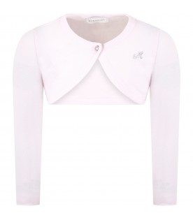 Pink cardigan for girl with logo