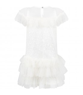 Ivory dress for girl with sequins