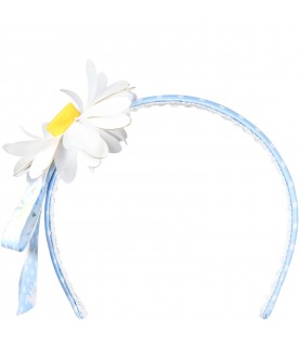 Light-blue hairband for girl with daisy