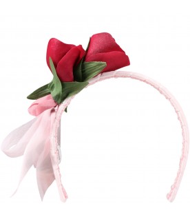Pink hairband for girl with roses