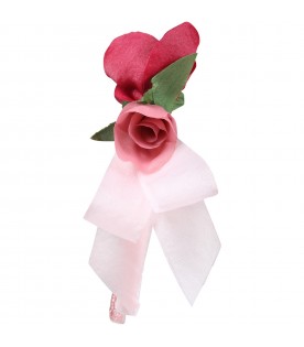 Pink hairband for girl with roses
