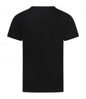 T-shirt nera per bambini con logo bianco