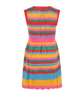 Multicolor dress for girl with iconic GG