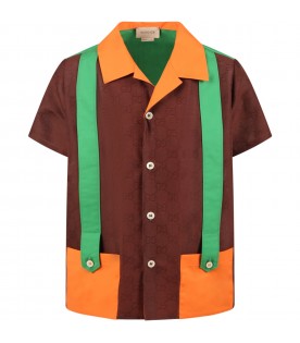 Multicolor shirt for boy with double GG