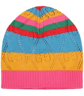Multicolor hat for kids with double GG