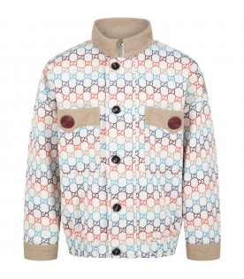White jacket for kids with coloful double GG