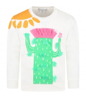 White sweatshirt for girl with cactus