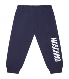 Blue sweatpant for baby kids with logo