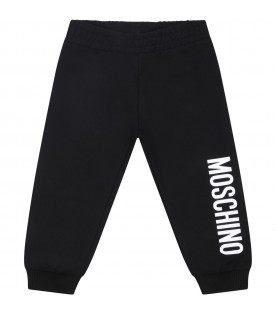 Black sweatpant for baby kids with logo