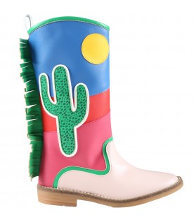 Stivali multicolor per bambina con cactus e sole