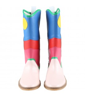 Multicolor boots for girl with cactus and sun