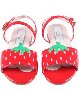 Sandali rossi per bambina con fragola