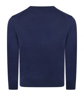 Blue sweater for boy with pony logo