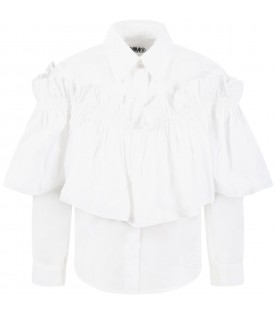 White shirt for girl with ruffle