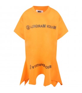 Orange dress for girl with logos