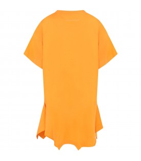 Vestito arancione per bambina con loghi