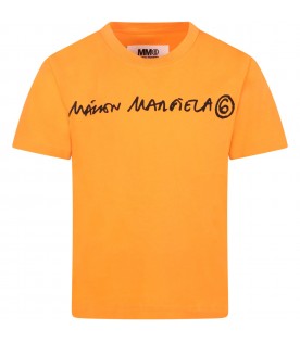 T-shirt arancione per bambini con logo