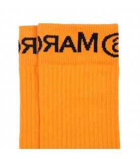 Orange socks for kids with logo