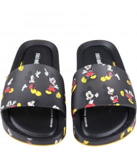 Sandali neri per bambino con Michey Mouse