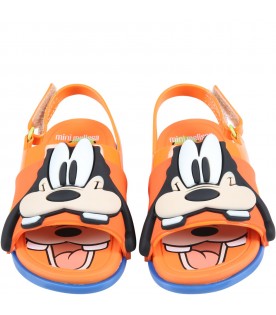 Orange sandals for boy with Goofy