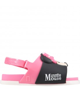 Pink sandals for girl with Minnie Mouse