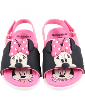 Pink sandals for girl with Minnie Mouse