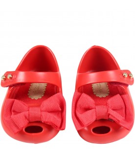 Red ballerina flats for baby girl with bow