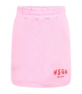 Pink skirt for girl with red logo
