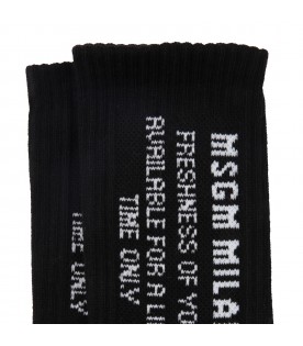 Black socks for kids with white logo